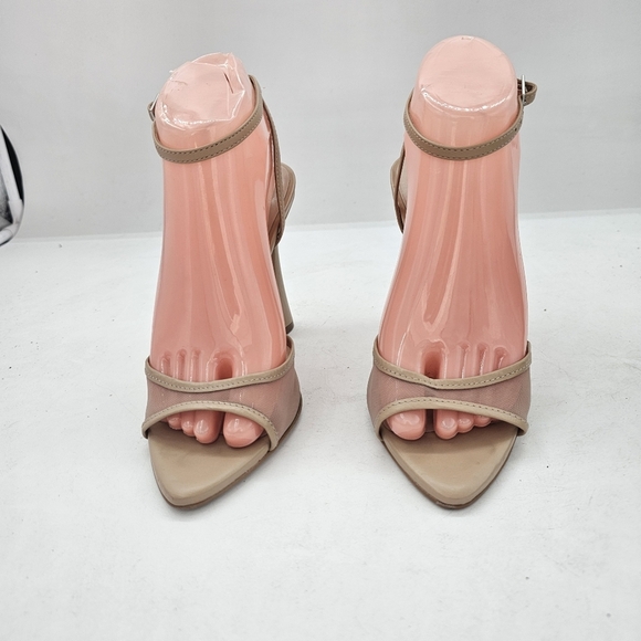 Steve Madden Beki Strappy Mesh Ankle Strap Sandals Natural Beige Size 7.5 Chic H - Picture 3 of 11